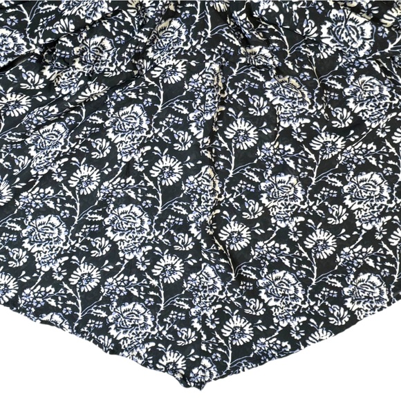 Ellos Cover-Up M Navy Black V-Neck Sleeves Drawstring Pool Summer Beach Floral - Picture 4 of 8